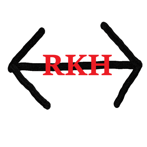 RKH finger painted Logo with opposing arrows and Red RKH.